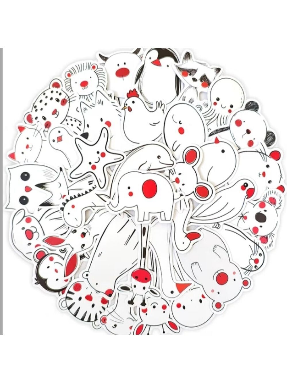 2/$10  25 Piece Black And Red Animal Pattern Sketch Sticker Set
